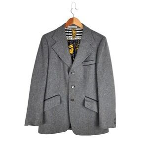 Vintage Cortefiel Mens Gray Wool Blazer Size 40 Moon Sun Lined Celestial‎